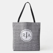 Monogramm, großes Schwarz-Weiß-Büffel-Karo 18" Tasche (Vorderseite)