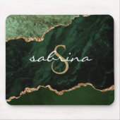 Monogramm Grün Achat Geode Mousepad (Vorne)