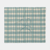 Monogramm Grün Blau Beige Karo Büffel Kariert Fleecedecke (Vorderseite (Horizontal))