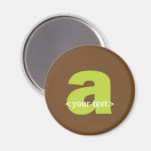 Monogramm Grün/Braun - Buchstabe A Magnet (Vorderseite/Rückseite)