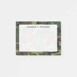 Monogramm Grün, Braun, Schwarzes Camouflage Post-it Klebezettel