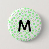 Monogramm Grün Creme Grau Punkte Button (Vorderseite)