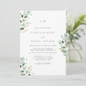 Monogramm Grün Elegante Hochzeit Einladung (Stehend Vorderseite)