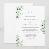 Monogramm Grün Elegante Hochzeit Einladung (Vorne/Hinten)