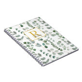 Monogramm Grün Eukalyptusblätter Notizblock (Rechte Seite)