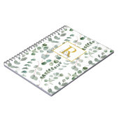 Monogramm Grün Eukalyptusblätter Notizblock (Linke Seite)