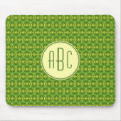 Monogramm Grün Gelb Fahrradrad-Muster Mousepad (Vorne)