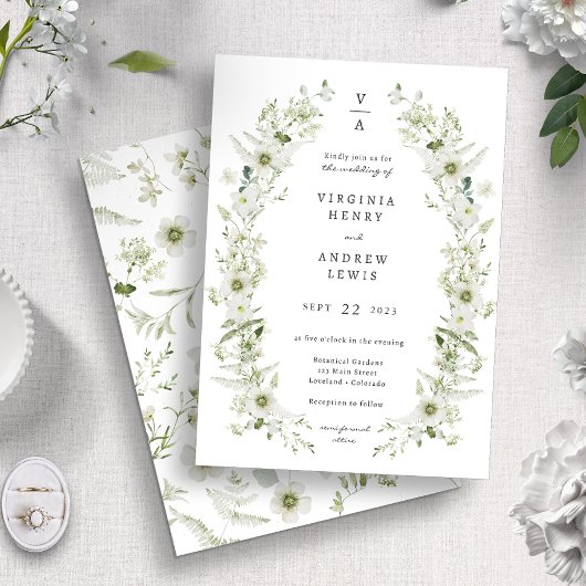 Monogramm Grün Hochzeit Einladung