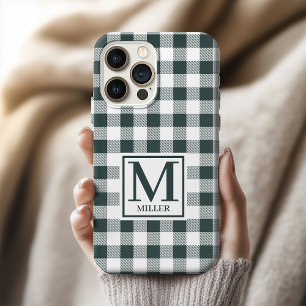 Monogramm Grün Karo Handyhülle Geschenk für beste  iPhone 15 Pro Hülle