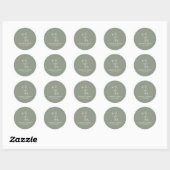 Monogramm Grün Minimalistischer Boho-Hochzeit Klas Runder Aufkleber (Blatt)