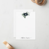 Monogramm Grün personalisiert Mitteilungskarte (Vorderseite/Rückseite Beispiel)