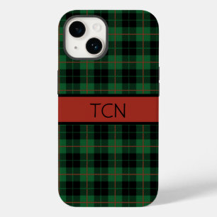 Monogramm Grün Schwarz Rot Tartan Kariert Case-Mate iPhone 14 Hülle