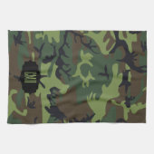 Monogramm-Grün-Tarnungs-Muster Geschirrtuch (Horizontal)