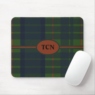 Monogramm Grün und Blau Rot Tartan Schottisch Kari Mousepad