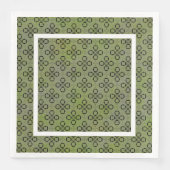 Monogramm, grün und schwarz, Retro-Muster Serviette (Vorderseite)