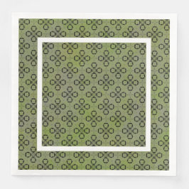 Monogramm, grün und schwarz, Retro-Muster Serviette