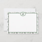 Monogramm grüne Blätter Mitteilungskarte (Vorderseite)