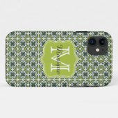 Monogramm Grüne Blumen Muster Case-Mate iPhone Hülle (Rückseite (Horizontal))