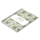 Monogramm Grüne Chinoiserie Eichhörnchen Waldrezep Notizblock (Linke Seite)