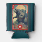 Monogramm grüne Eidechsen-Monster Cool Retro Fette Dosenkühler (Vorderseite)