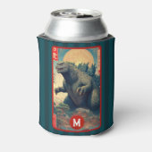 Monogramm grüne Eidechsen-Monster Cool Retro Fette Dosenkühler (Kanne Rückseite)