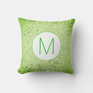 Monogramm grüne Farbe mit Blumenmotiv Kissen