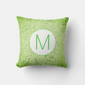 Monogramm grüne Farbe mit Blumenmotiv Kissen