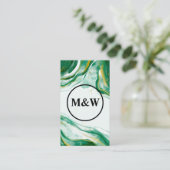 Monogramm | Grüne künstlerische Aquarelltextur Visitenkarte (Stehend Vorderseite)