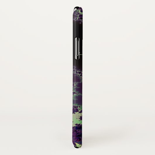 Monogramm-grüne lila Fraktal-Blume Case-Mate iPhone Hülle (Hinten/Rechts)