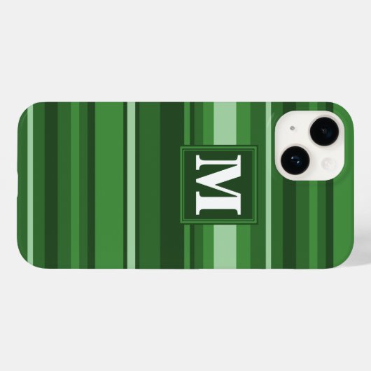 Monogramm grüne Streifen Case-Mate iPhone Hülle (Rückseite (Horizontal))