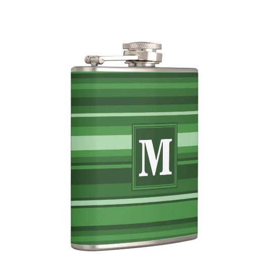 Monogramm grüne Streifen Flachmann (Rechts)