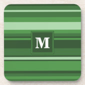 Monogramm grüne Streifen Getränkeuntersetzer (Vorderseite)