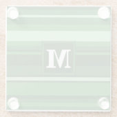Monogramm grüne Streifen Glasuntersetzer (Rückseite)
