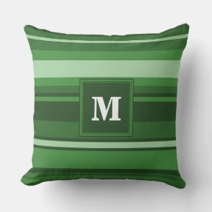 Monogramm grüne Streifen Kissen