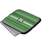 Monogramm grüne Streifen Laptopschutzhülle (Vorne Knopf)