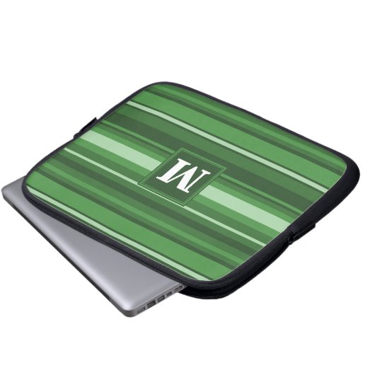 Monogramm grüne Streifen Laptopschutzhülle (Vorne Knopf)