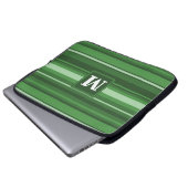 Monogramm grüne Streifen Laptopschutzhülle (Vorne Knopf)