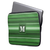 Monogramm grüne Streifen Laptopschutzhülle (Vorderseite Links)