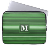 Monogramm grüne Streifen Laptopschutzhülle (Vorderseite)