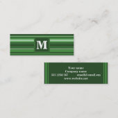 Monogramm grüne Streifen Mini Visitenkarte (Vorne/Hinten)
