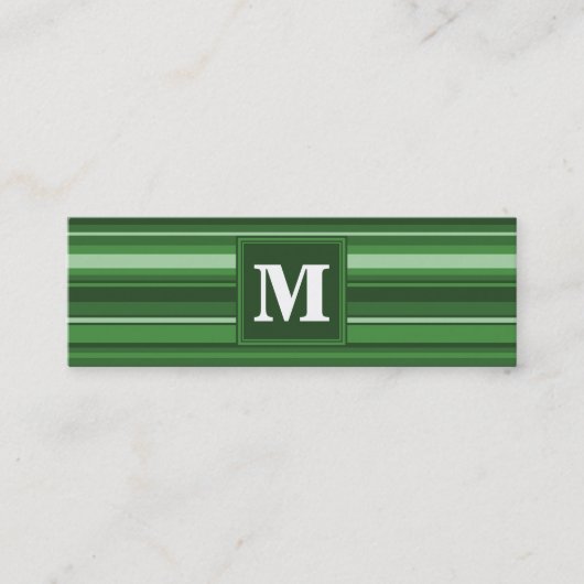 Monogramm grüne Streifen Mini Visitenkarte (Vorderseite)