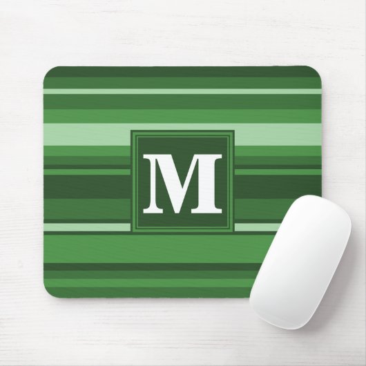 Monogramm grüne Streifen Mousepad (Mit Mouse)