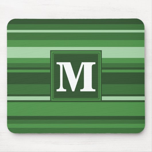 Monogramm grüne Streifen Mousepad (Vorne)