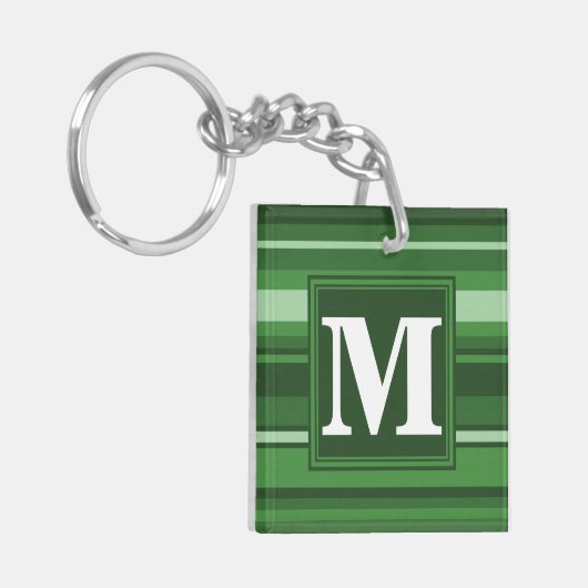 Monogramm grüne Streifen Schlüsselanhänger (Vorderseite links)