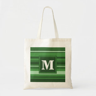 Monogramm grüne Streifen Tragetasche