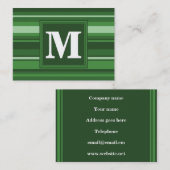 Monogramm grüne Streifen Visitenkarte (Vorne/Hinten)
