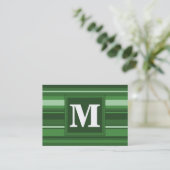Monogramm grüne Streifen Visitenkarte (Stehend Vorderseite)