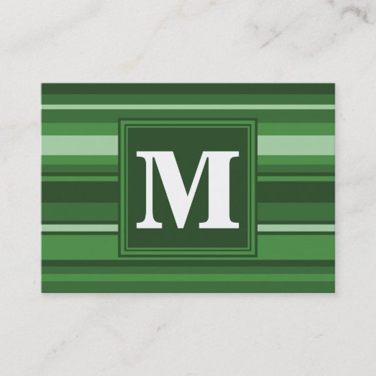 Monogramm grüne Streifen Visitenkarte (Vorderseite)
