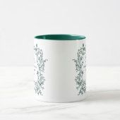 Monogramm Grüner Blumenkranz Hochzeit Tasse (Zentrum)