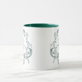 Monogramm Grüner Blumenkranz Hochzeit Tasse (Zentrum)